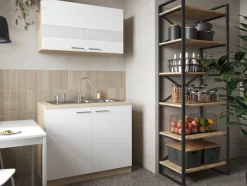 RESPEKTA Pantryküche »Merle« Breite 100 cm, mit Soft-Close Funktion, Edelstahlspüle BALTIMORE