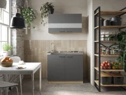 RESPEKTA Pantryküche »Merle« Breite 100 cm, Soft-Close, Spülenabdeckung mit Glaskeramikkochfeld