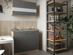 RESPEKTA Pantryküche »Merle« Breite 100 cm, Soft-Close, Spülenabdeckung mit Glaskeramikkochfeld