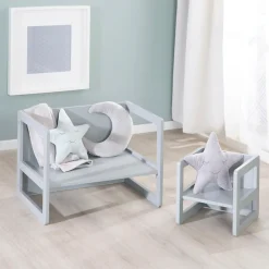 roba® Kindersitzgruppe »3in1, grau« als Wendehocker mit 3 verschiedenen Höhen verwendbar