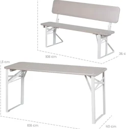 roba® Kindersitzgruppe »Outdoor Party-Garnitur für Kinder, grau lasiert, aus Holz« 3 Stk. tlg. mit Lehne