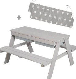 roba® Kindersitzgruppe »Picknick for 4 Outdoor + mit Spielwannen, Grau« Set,mit abgerundeten Ecken; inklusive Sitzauflagen Â»Little StarsÂ«