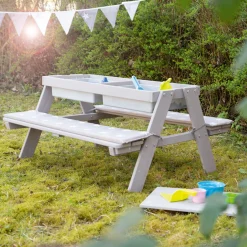 roba® Kindersitzgruppe »Picknick for 4 Outdoor + mit Spielwannen, Grau« Set,mit abgerundeten Ecken; inklusive Sitzauflagen Â»Little StarsÂ«