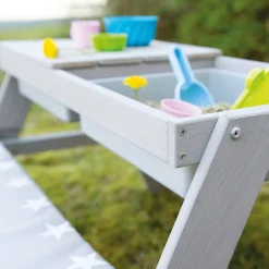 roba® Kindersitzgruppe »Picknick for 4 Outdoor + mit Spielwannen, Grau« Set,mit abgerundeten Ecken; inklusive Sitzauflagen Â»Little StarsÂ«