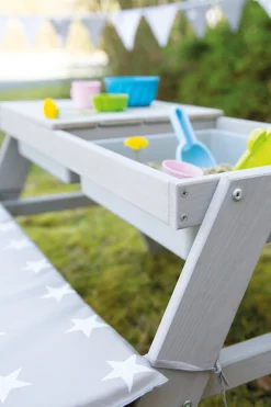 roba® Kindersitzgruppe »Picknick for 4 Outdoor + mit Spielwannen, Grau« Set,mit abgerundeten Ecken; inklusive Sitzauflagen Â»Little StarsÂ«