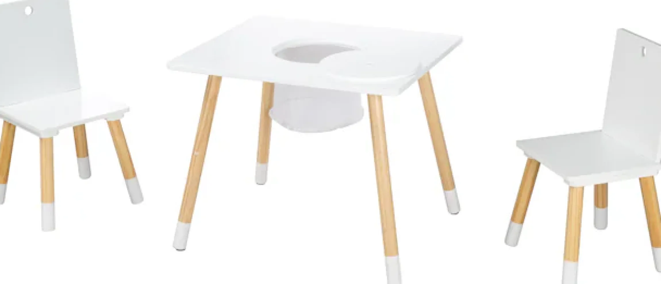 roba® Kindersitzgruppe »Sitzgruppe mit Aufbewahrungsnetz, weiß« aus Holz