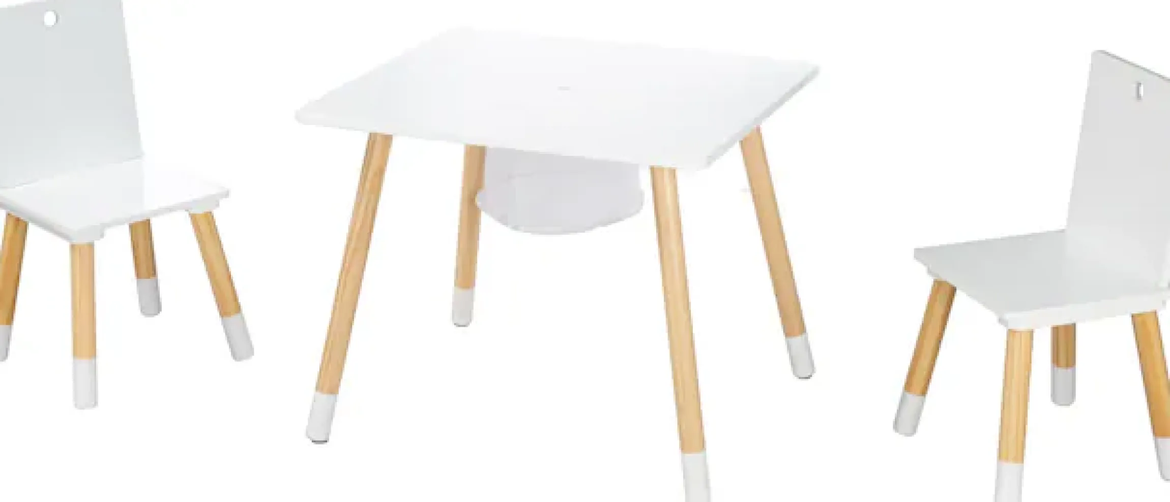 roba® Kindersitzgruppe »Sitzgruppe mit Aufbewahrungsnetz, weiß« aus Holz