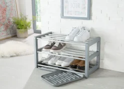 Ruco Schuhregal mit Schmutzauffangschalen, Aluminium, bis zu 9 Paar Schuhe