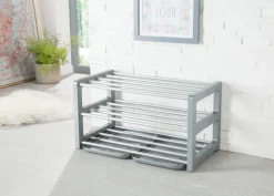 Ruco Schuhregal mit Schmutzauffangschalen, Aluminium, bis zu 9 Paar Schuhe