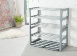Ruco Schuhregal mit Schmutzauffangschalen, Aluminium, bis zu 9 Paar Schuhe