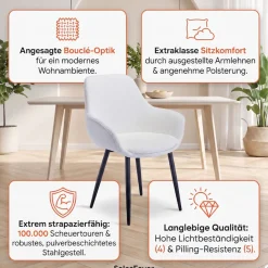 SalesFever Armlehnstuhl »Esszimmerstuhl mit elegantem Komfort« (Set) 2 Stk.moderner Bouclé-Bezug