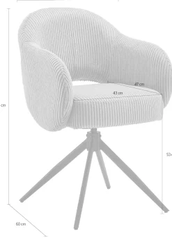 SalesFever Armlehnstuhl »Manchester Cord-Bezug« () 1 Stk.Esszimmerstuhl mit 360° Drehfunktion und Taschenfederkern