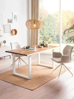 SalesFever Baumkantentisch »Tisch mit Baumkante im Natur-Look« Metall triff Akazie