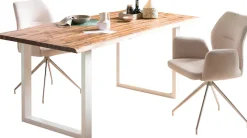 SalesFever Baumkantentisch »Tisch mit Baumkante im Natur-Look« Metall triff Akazie