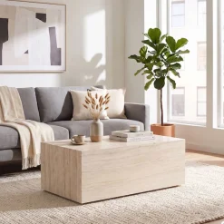 SalesFever Couchtisch »Almeria Wohnzimmertisch Stilvoller Beistelltisch 90/60 cm« Eleganz trifft Funktionalität: 90x60cm, Marmoroptik-Folierung