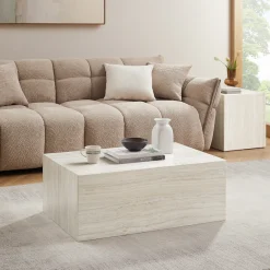 SalesFever Couchtisch »Almeria Wohnzimmertisch Stilvoller Beistelltisch 90/60 cm« Eleganz trifft Funktionalität: 90x60cm, Marmoroptik-Folierung