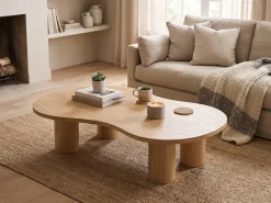 SalesFever Couchtisch »Aven 160x85 cm zeitloses Design mit Echtholzfurnier« Markante organische Form mit skulpturalem Charakter