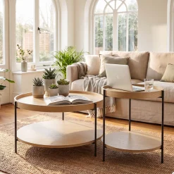 SalesFever Couchtisch »Chicago Couchtisch-Set rund 2-teilig mit 2 Ablageflächen« Set, 2 Stk. tlg. Moderner Wohnzimmertisch mit zusätzlichem Stauraum