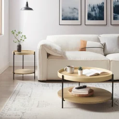 SalesFever Couchtisch »Chicago Couchtisch-Set rund 2-teilig mit 2 Ablageflächen« Set, 2 Stk. tlg. Moderner Wohnzimmertisch mit zusätzlichem Stauraum