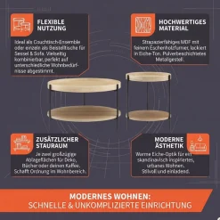 SalesFever Couchtisch »Chicago Couchtisch-Set rund 2-teilig mit 2 Ablageflächen« Set, 2 Stk. tlg. Moderner Wohnzimmertisch mit zusätzlichem Stauraum