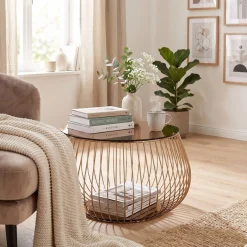 SalesFever Couchtisch »Coffeetable: Stilvolle Wohnzimmer-Ergänzung« Kristallklare Eleganz mit Marmoroptik, rosegoldfarben