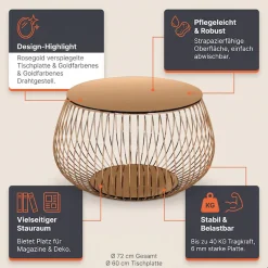 SalesFever Couchtisch »Coffeetable: Stilvolle Wohnzimmer-Ergänzung« Kristallklare Eleganz mit Marmoroptik, rosegoldfarben