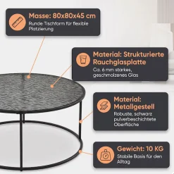 SalesFever Couchtisch »Coffeetable Wohnzimmertisch für gemütliche Stunden« 1 Stk. tlg. Glasplatte mit Strukturoptik