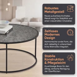 SalesFever Couchtisch »Coffeetable Wohnzimmertisch für gemütliche Stunden« 1 Stk. tlg. Glasplatte mit Strukturoptik