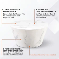 SalesFever Couchtisch »Coffeetable Wohhnzimmertisch im minimalistischen Stil« 1 Stk. tlg. foliert in Marmoroptik