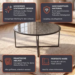SalesFever Couchtisch »Coffeetable Wohnzimmerhtisch für stylisches Wohnambiente« 1 Stk. tlg. Glasplatte mit Strukturoptik