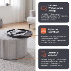SalesFever Couchtisch »Coffeetable für gemütliche Abende« Bezug in moderner Cord-Optik