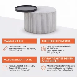 SalesFever Couchtisch »Coffeetable für gemütliche Abende« Bezug in moderner Cord-Optik