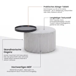 SalesFever Couchtisch »Coffeetable für gemütliche Abende« Bezug in moderner Cord-Optik