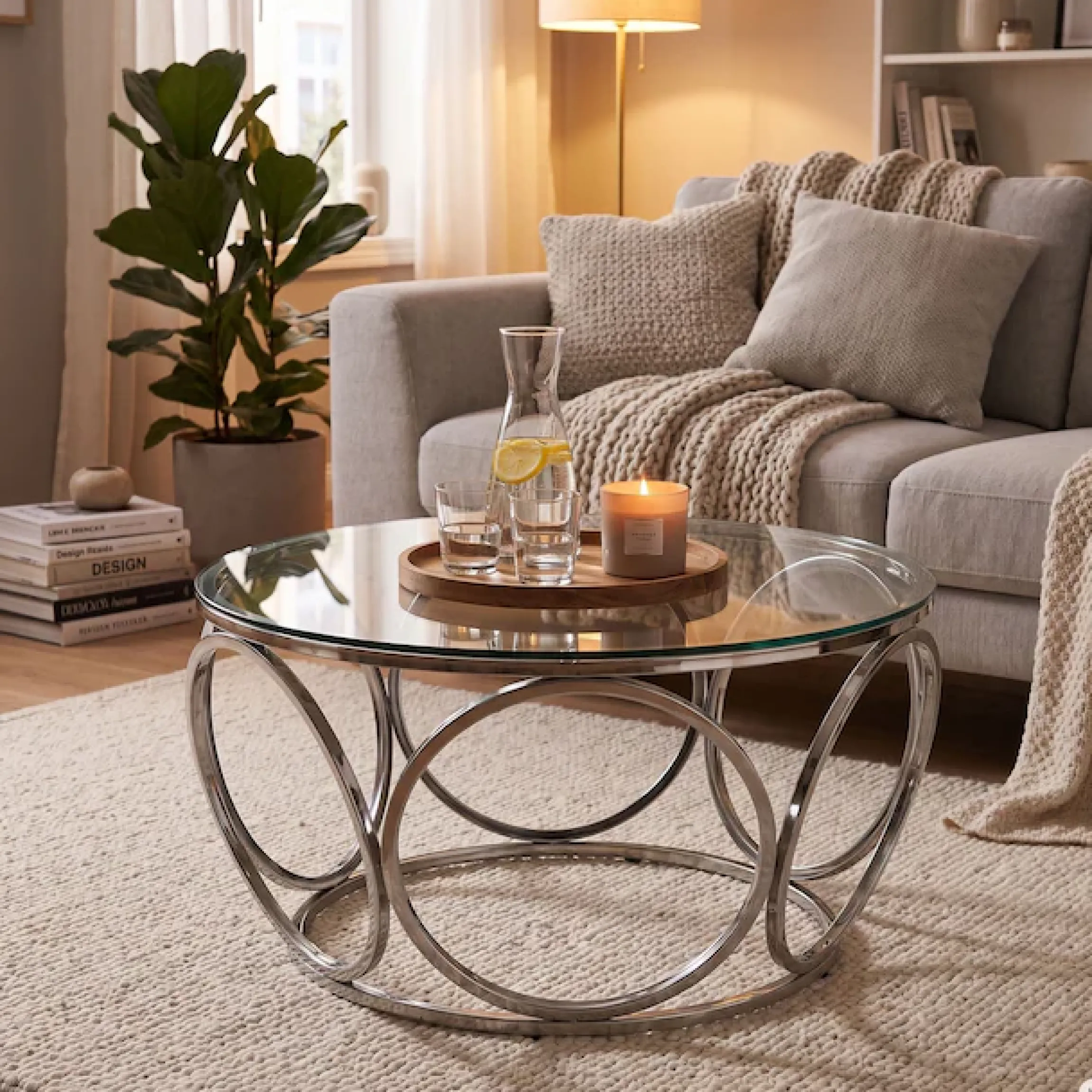 SalesFever Couchtisch »Couchtisch im eleganten Stil« mit Design-Gestell aus Stainless Steel