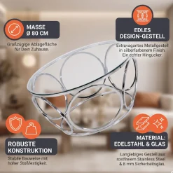 SalesFever Couchtisch »Couchtisch im eleganten Stil« mit Design-Gestell aus Stainless Steel