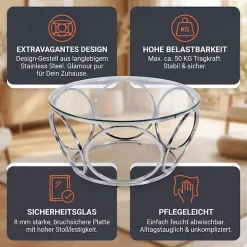 SalesFever Couchtisch »Couchtisch im eleganten Stil« mit Design-Gestell aus Stainless Steel