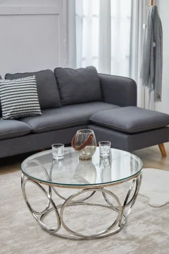 SalesFever Couchtisch »Couchtisch im eleganten Stil« mit Design-Gestell aus Stainless Steel