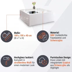 SalesFever Couchtisch »Couchtisch mit Stil« Schwarzglas Quadrat: Eleganlt