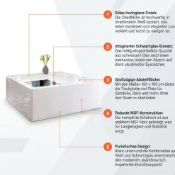 SalesFever Couchtisch »Couchtisch mit Stil« Schwarzglas Quadrat: Eleganlt
