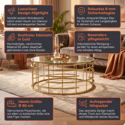 SalesFever Couchtisch »Glastisch: Stil und Funktionalität Wohnzimmertisch« Gestell gefertigt aus rostfreiem Edelstahl