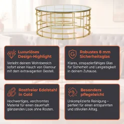SalesFever Couchtisch »Glastisch: Stil und Funktionalität Wohnzimmertisch« Gestell gefertigt aus rostfreiem Edelstahl