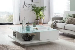 SalesFever Couchtisch »im minimalistischen Stil« Kristallklare Tischplatte aus gehärtetem Glas