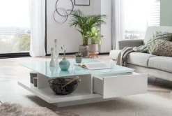 SalesFever Couchtisch »im minimalistischen Stil« Kristallklare Tischplatte aus gehärtetem Glas