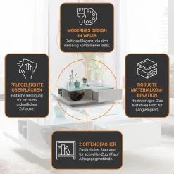 SalesFever Couchtisch »im minimalistischen Stil« Kristallklare Tischplatte aus gehärtetem Glas