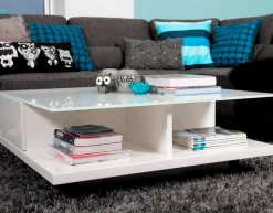 SalesFever Couchtisch »im minimalistischen Stil« Kristallklare Tischplatte aus gehärtetem Glas