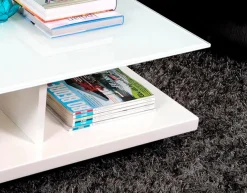 SalesFever Couchtisch »im minimalistischen Stil« Kristallklare Tischplatte aus gehärtetem Glas