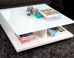 SalesFever Couchtisch »im minimalistischen Stil« Kristallklare Tischplatte aus gehärtetem Glas