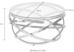 SalesFever Couchtisch »mit Design-Gestell in Stainless Steel für stilvolles Wohnen« Gestell gefertigt aus rostfreiem Edelstahl