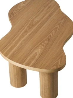 SalesFever Couchtisch »Vion 90x51 cm zeitloses Design mit Echtholzfurnier« Markante organische Form mit skulpturalem Charakter
