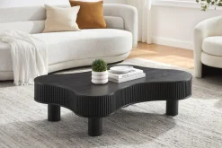 SalesFever Couchtisch »Wohnzimmertisch organisch mit Massivholz-Lamellen 115 x 75 cm« 1 Stk. tlg. Stilvoller & moderner Holztisch mit Echtholzfurnier